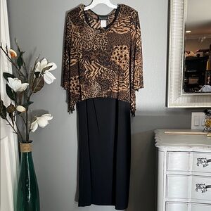 Two Piece Black and Leopard Maxi Dress size 18W